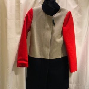Jcrew colorblock funnelneck coat