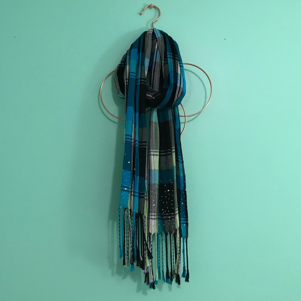 Blue and Green Plaid Scarf