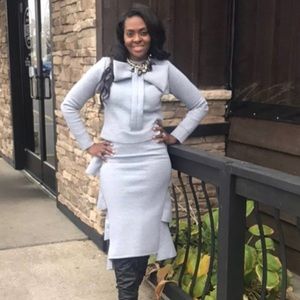 Ruffle Pencil Sweater Skirt