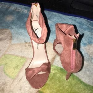 Faux suede pinkish nude heels