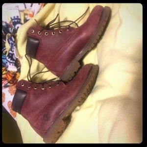 Maroon Timberland boots