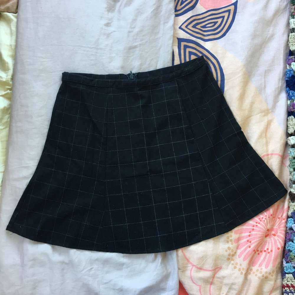 Black AA Grid Pattern Skater Skirt