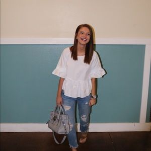 White Peplum Top