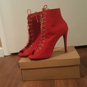 Red Open Toe Booties