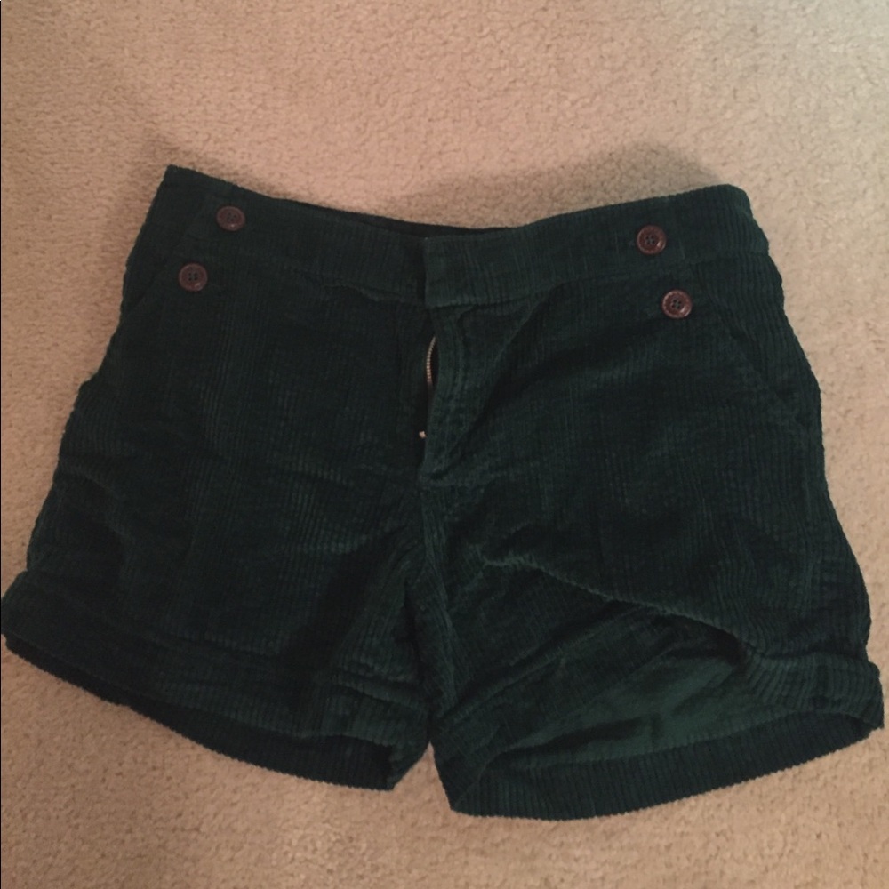 Anthropologie green courderoy shorts
