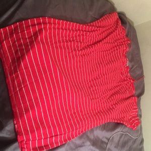 Red and white shirt dress