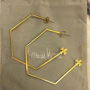 Tory Burch gold logo hexagon hoops