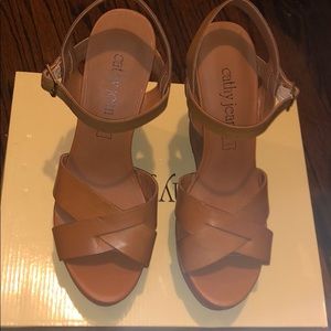 Tan platform wedge sandal
