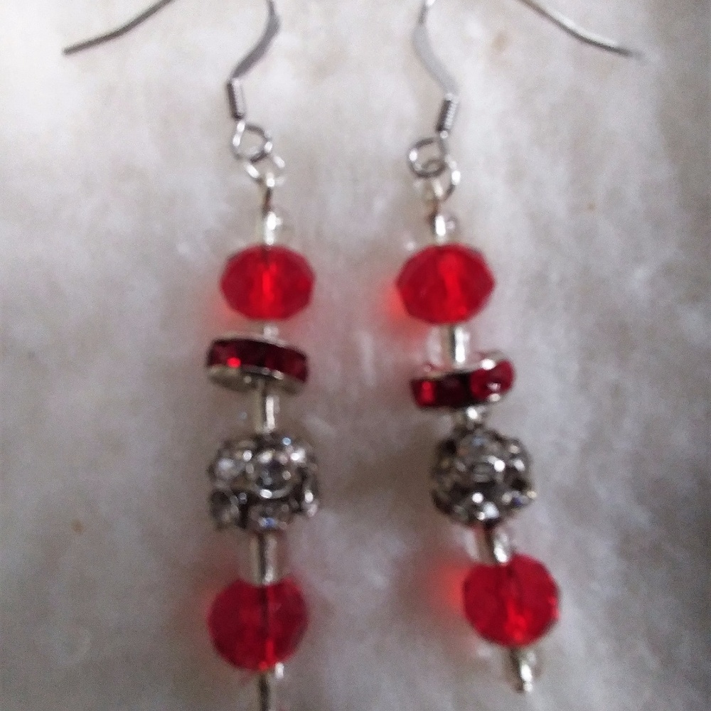 Red And Silver Hoilday Earrings