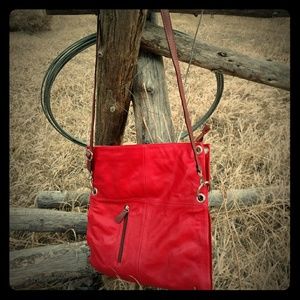 Red Italian leather purse