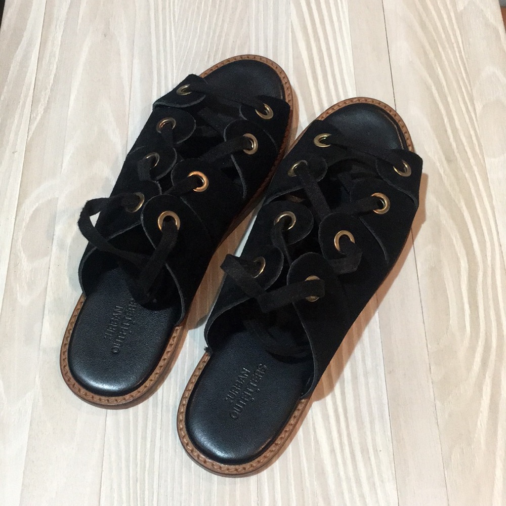 Black suede grommet gladiator sandal