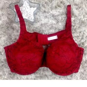 Cacique 42DD Laced Lined Red Black Underwire Bra