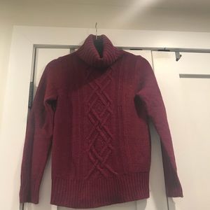 J.Crew Burgundy  Cambridge Cable knit Sweater