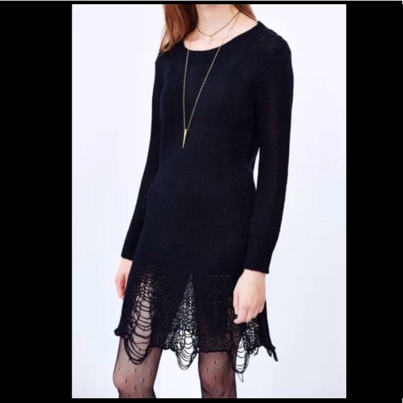 shredded sweater dress