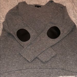 Jcrew grey sweater with leather detail