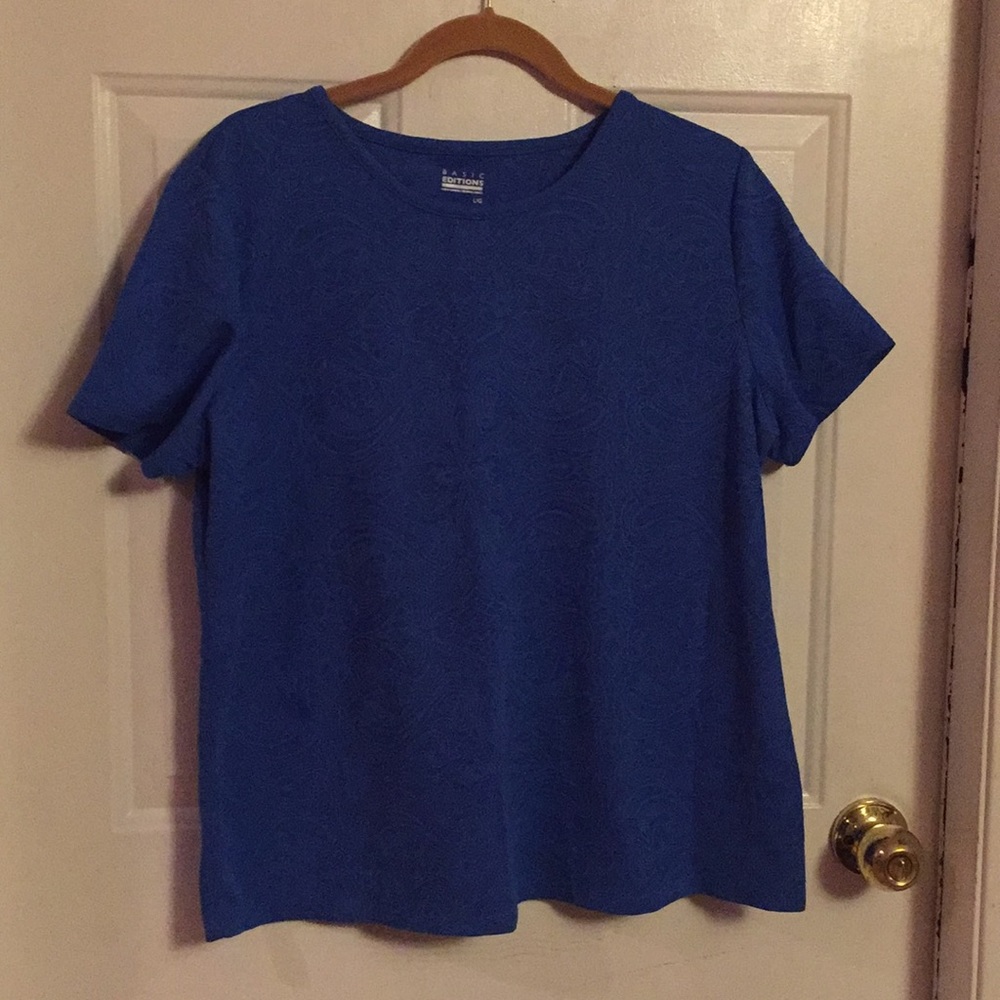 Blue on blue paisley top