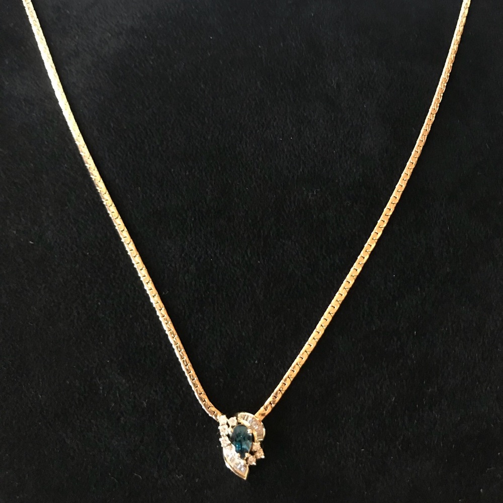 Stunning 14KY Diamond London Blue Topaz Necklace