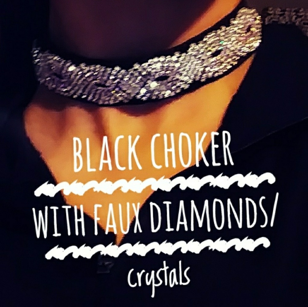 Black CHOKER with faux diamonds/ crystals