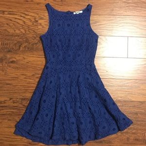 A line blue lace dress