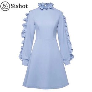 Chiffon Ruffle Knee Length Dress