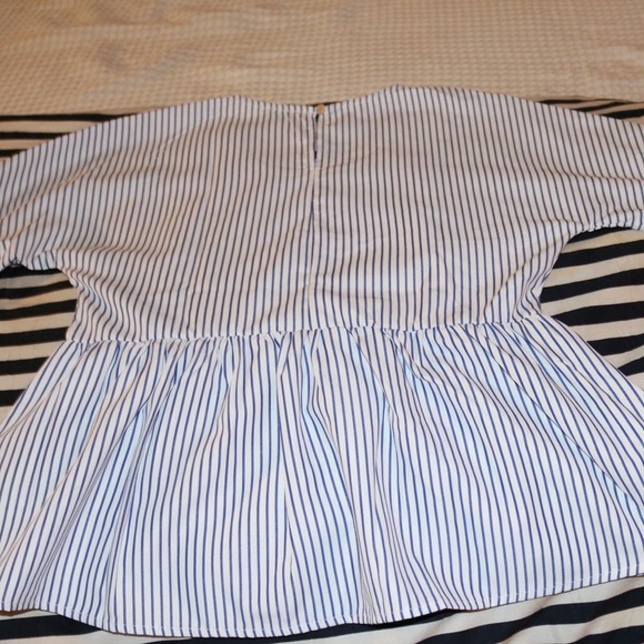 Blue and White striped Peplum top NWOT - Picture 3 of 3