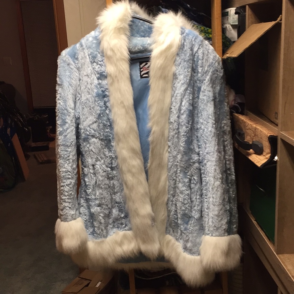 Baby blue crushed velvet coat