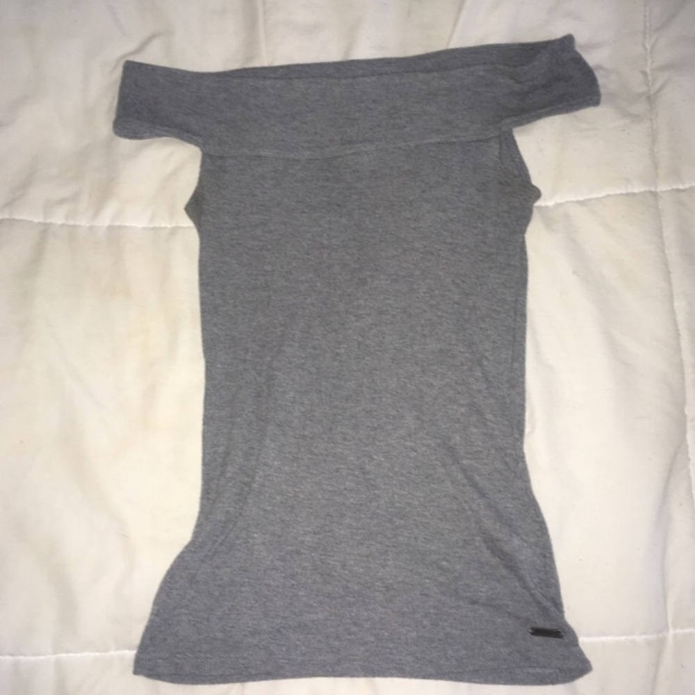 Grey off shoulder shirt