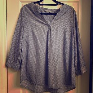Dalia 1X 3/4 sleeve blue/gray blouse