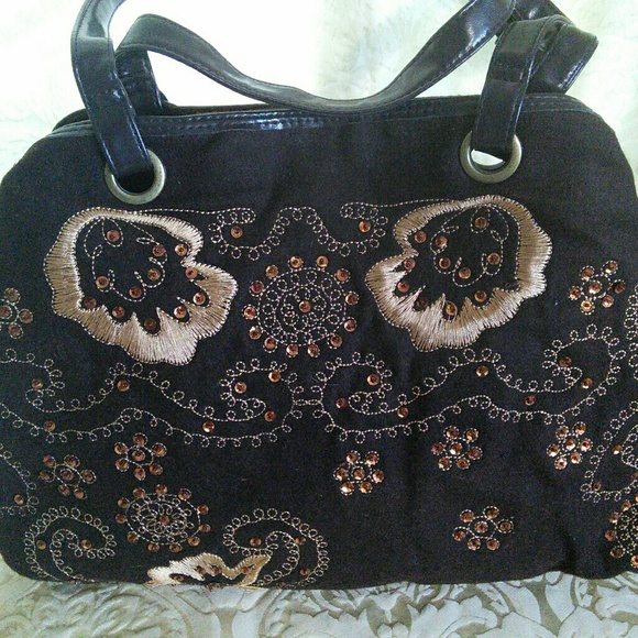 Brown Sequin Bag - Etsy Brown embroidered and sequence handbag