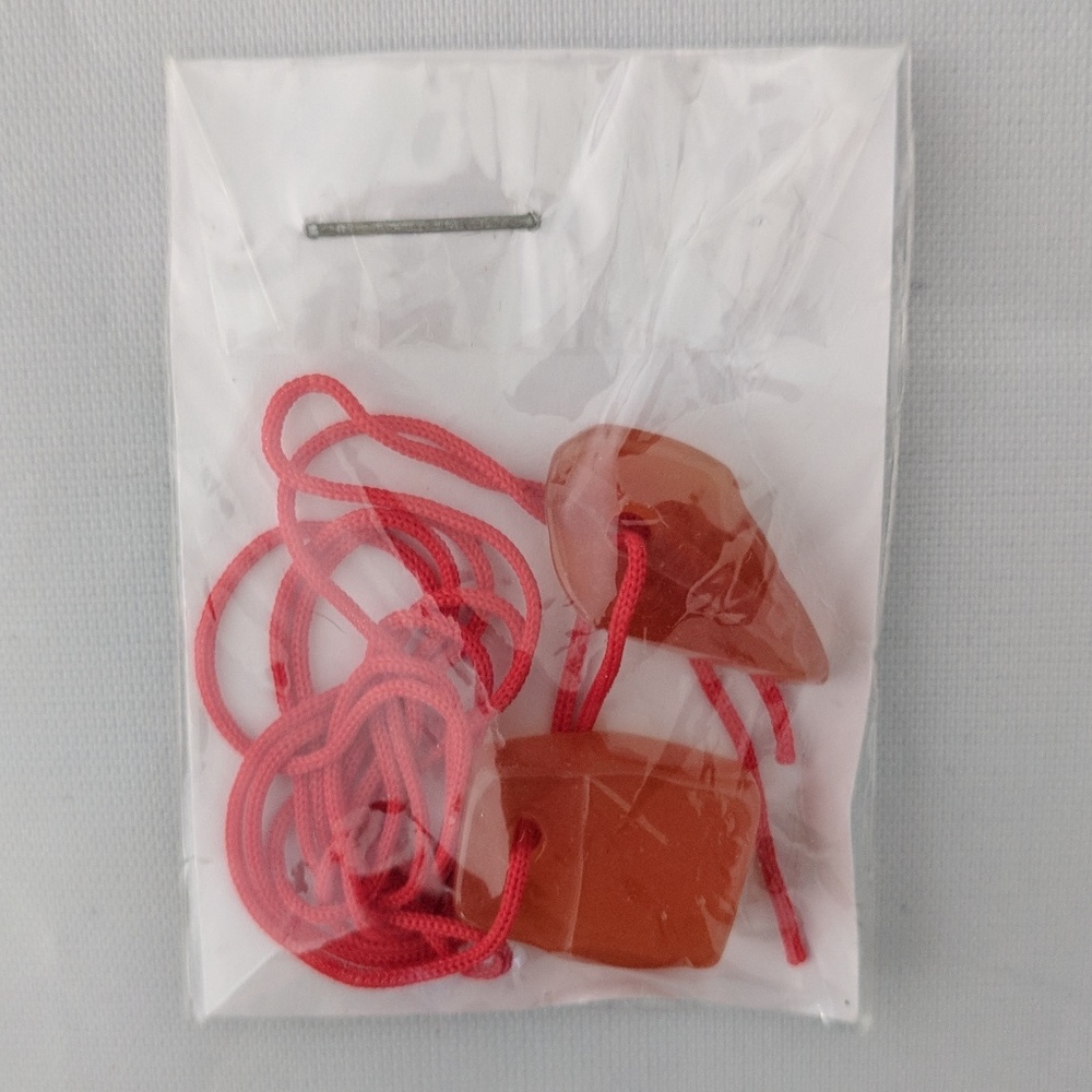 Orange Jade Square Triangle Necklace Red String