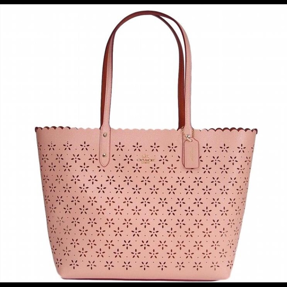 Coach laser cut city tote