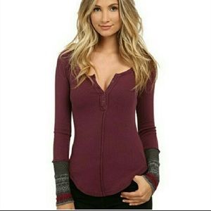 Plum Free People ski lodge cuff detail thermal