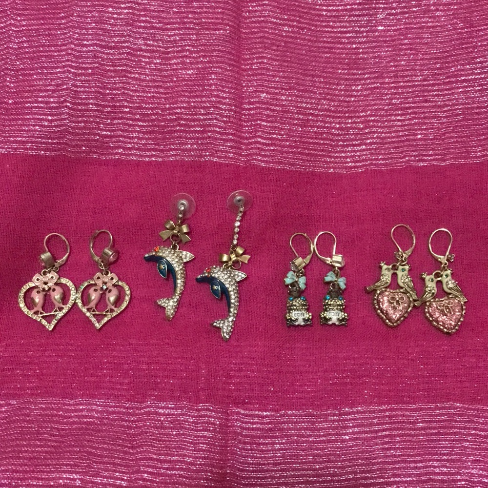 Betsey Johnson 4 pair animal earring collection!
