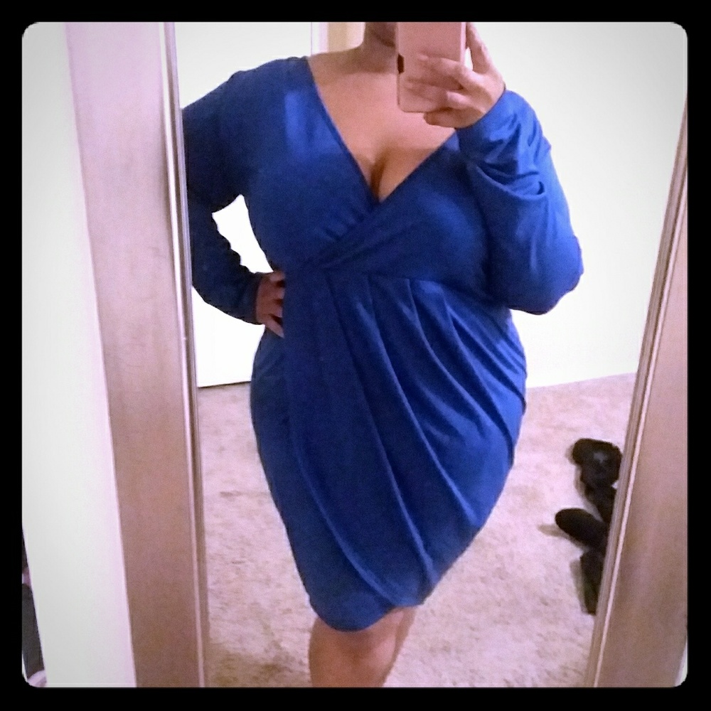 ✔FINAL SALE✔Plus Size Blue Wrapfront Dress
