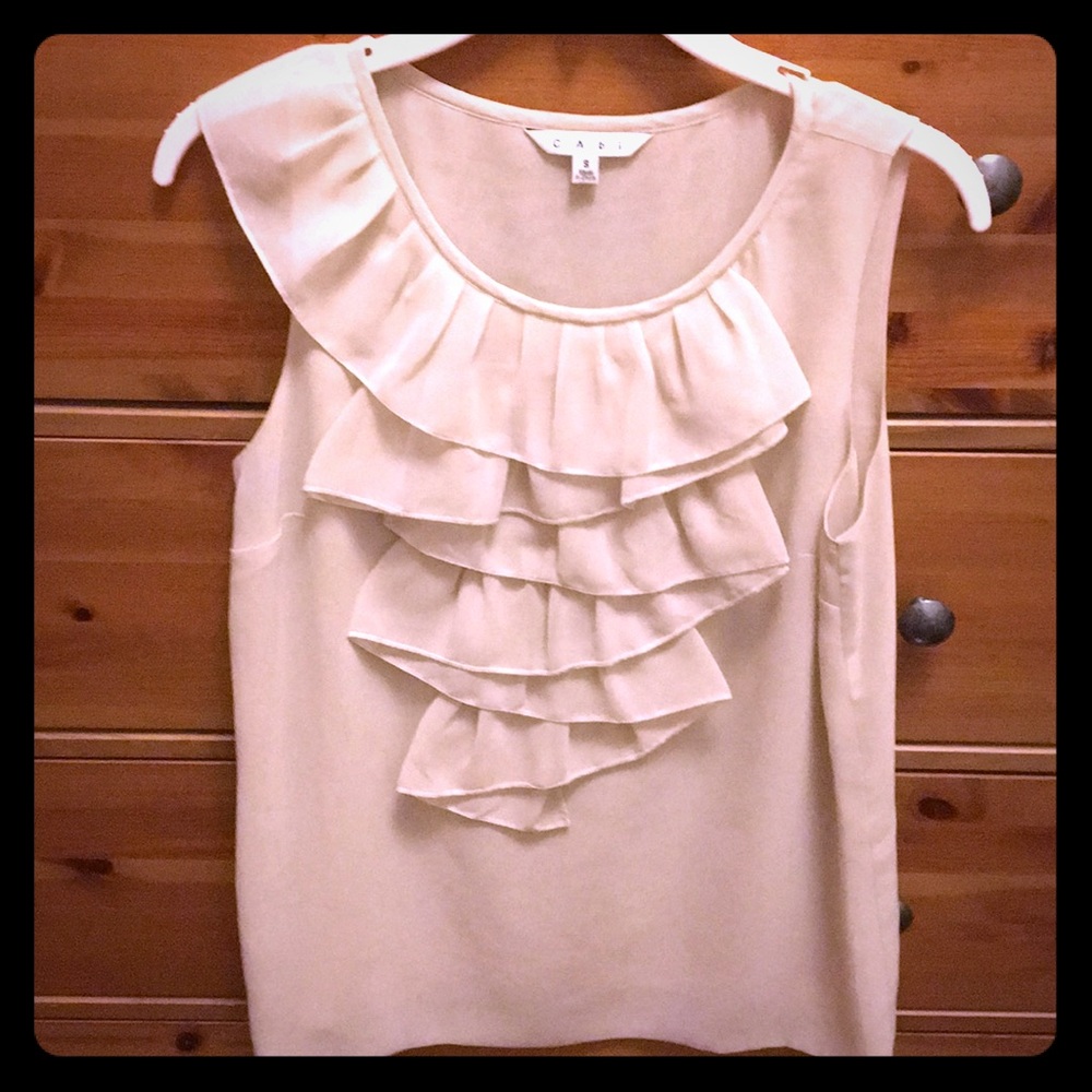 CAbi Cream Ruffle Tank