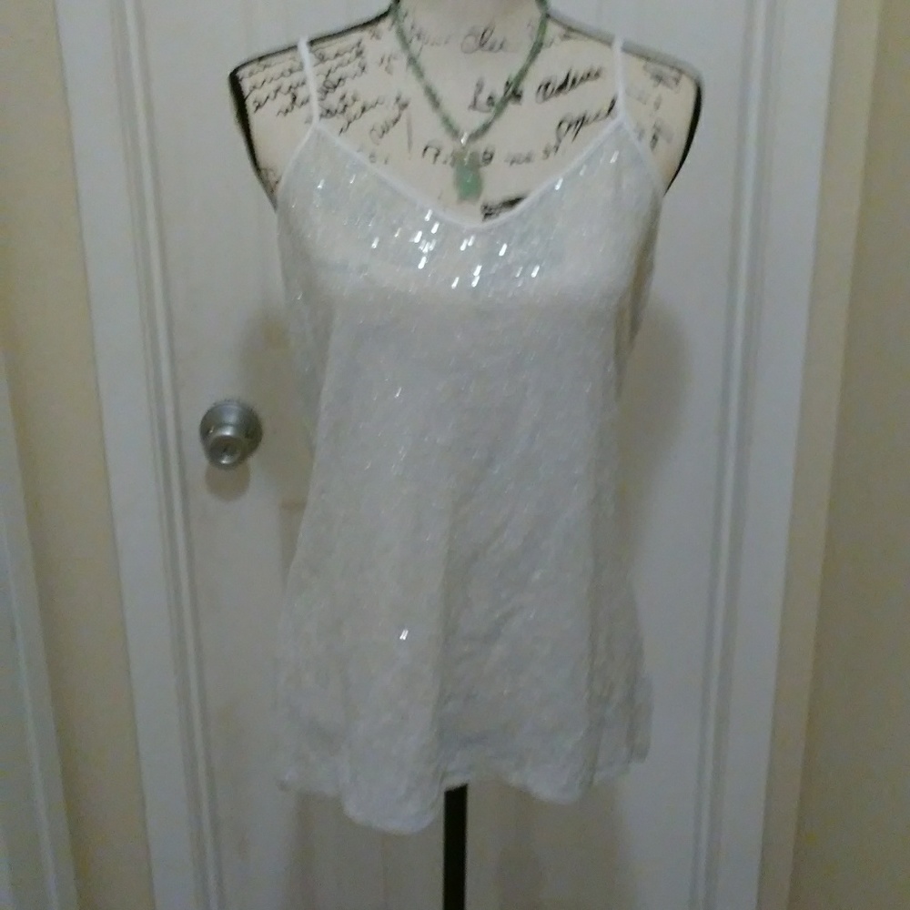 Express white sequined top