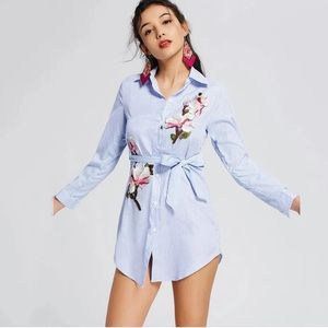 Striped Embroidery Shirt/Dress