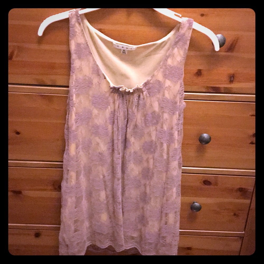 CAbi Lavender & Cream Lace Tank