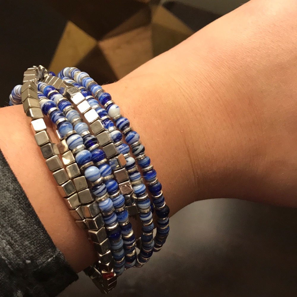 Blue/Silver Wrap Bracelet