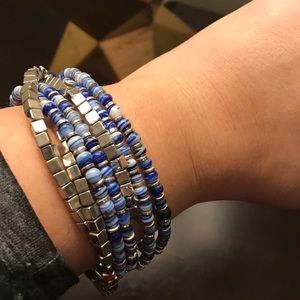 Blue/Silver Wrap Bracelet