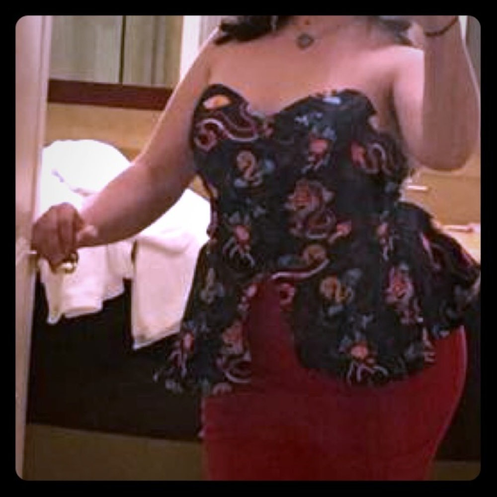 PUG - Emily Bustier Top in Dragon Print