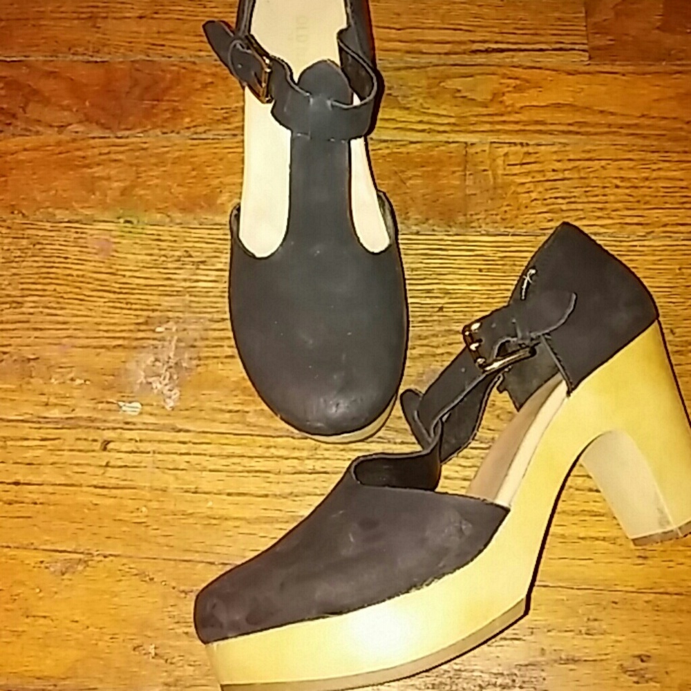 Mary Jane style low platform heels