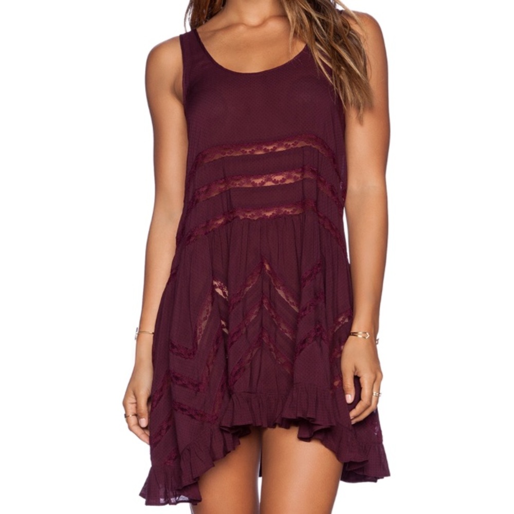Burgundy Free People Trapeze Slip Dress