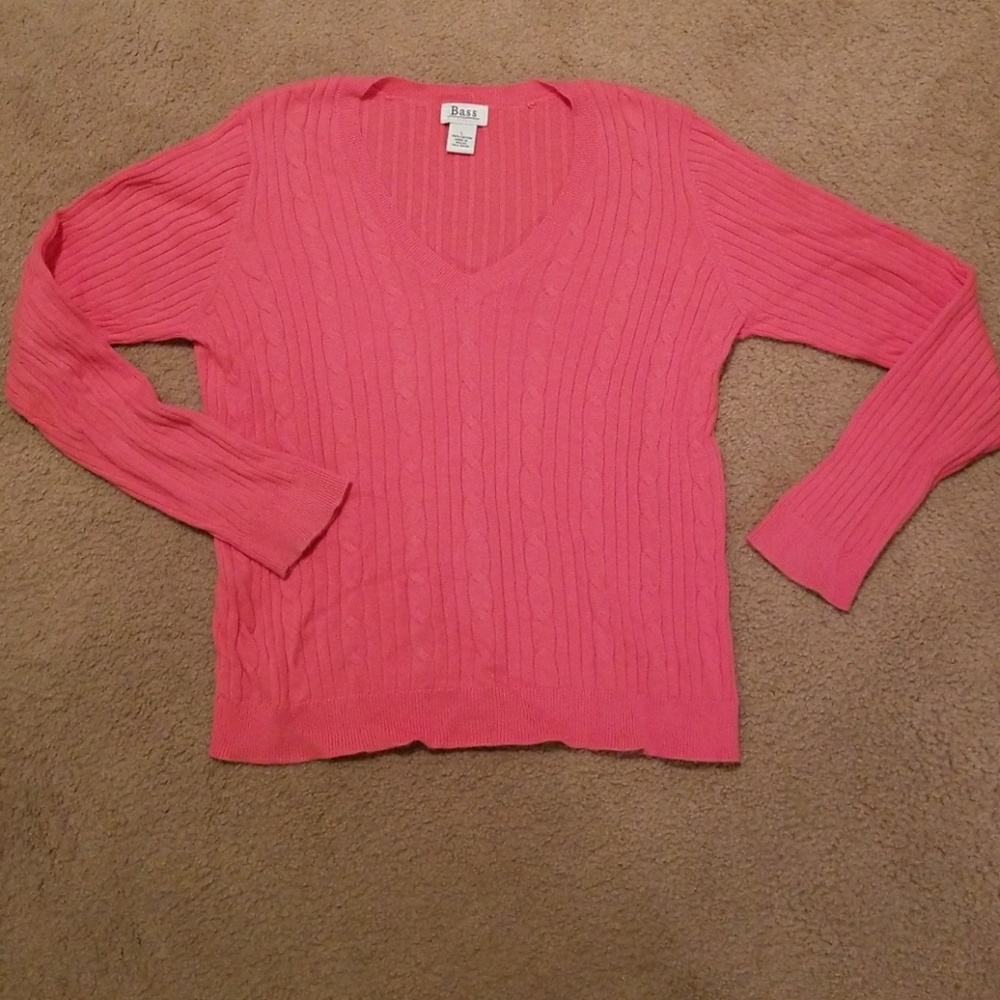 Coral Long Sleeve V Neck Sweater