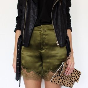 Silk Lace Trim Shorts