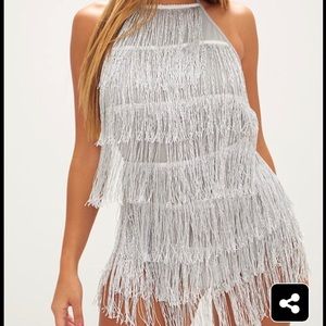 Silver tassel romper playsuit dress