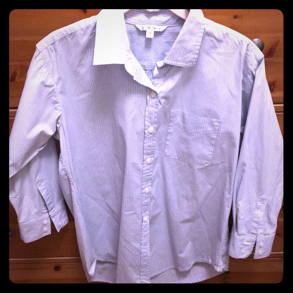 CAbi Blue & White Pinstripe Button Down