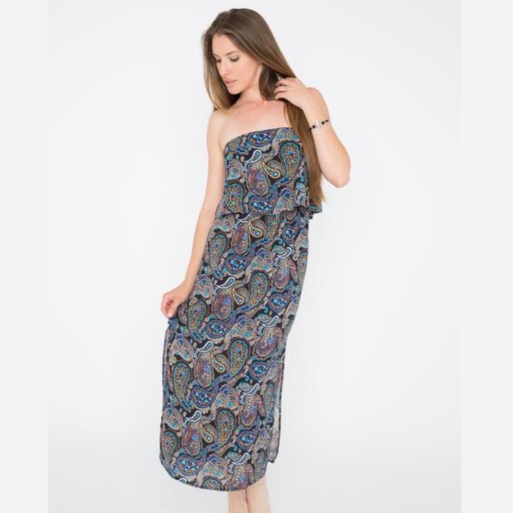 Navy paisley long dress 💘