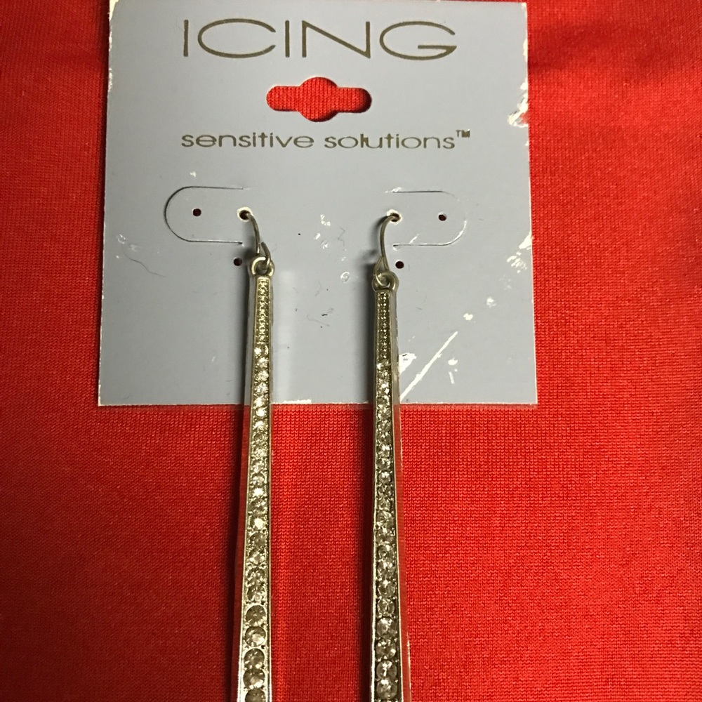 Long bling bar earrings