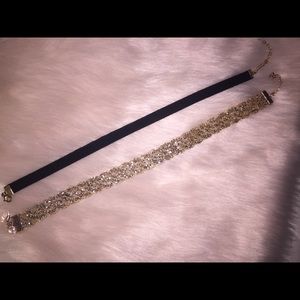 Black velvet & glittery gold choker